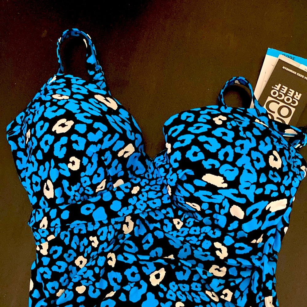 Coco Reef Enrapture Bra Sized Wrap Underwire Tankini Top - Antibes Leopard NWT - Picture 4 of 7